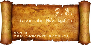 Friesenhahn Mátyás névjegykártya
