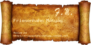 Friesenhahn Mátyás névjegykártya
